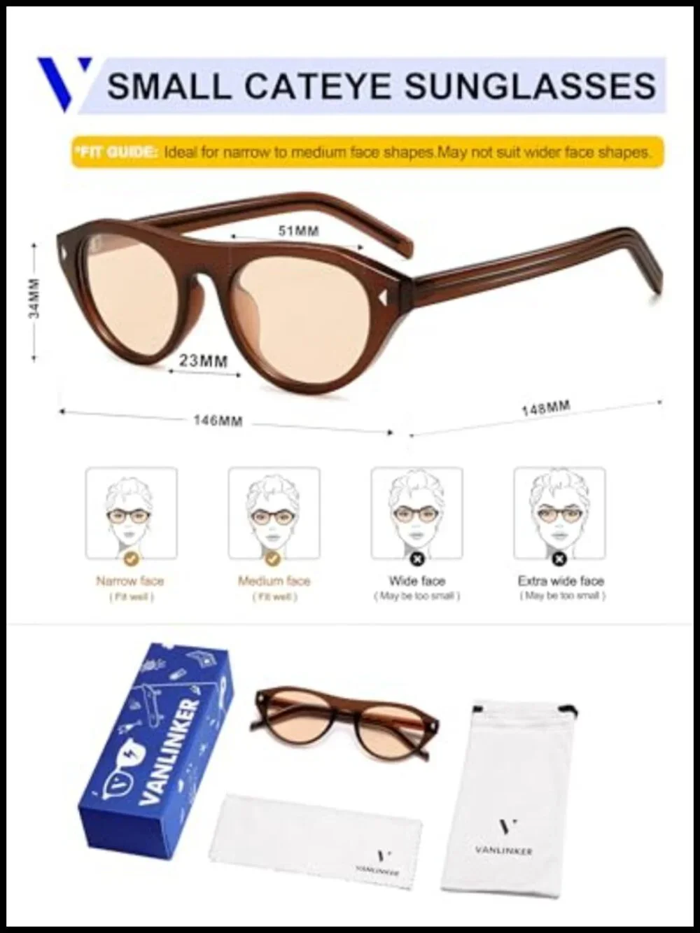 Retro Small Oval Sunglasses for Women Men Trendy Narrow Round Cateye Shades